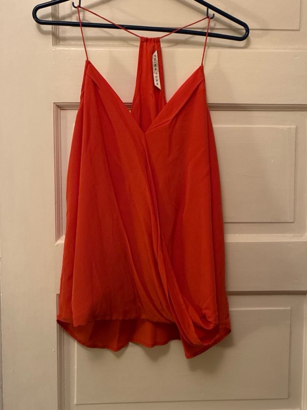Trina Turk Vibrant Orange Draped Spaghetti Strap Camisole